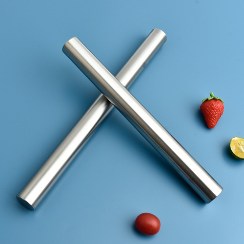 Baking Tools Kitchen Dumpling Stick, Dumpling Crust Pizza Pressing Stick, Non-stick Flour Stick, Stainless Steel Rolling Pin