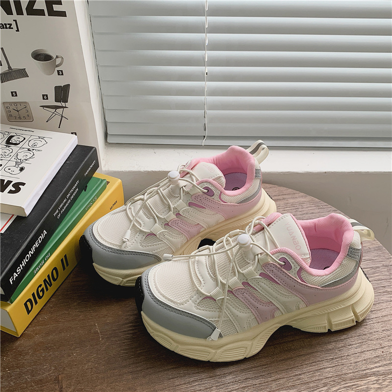 Summer solid color student casual sports shoes for women 2023 new Korean fashion dad shoes thick-soled Harajuku women's shoes