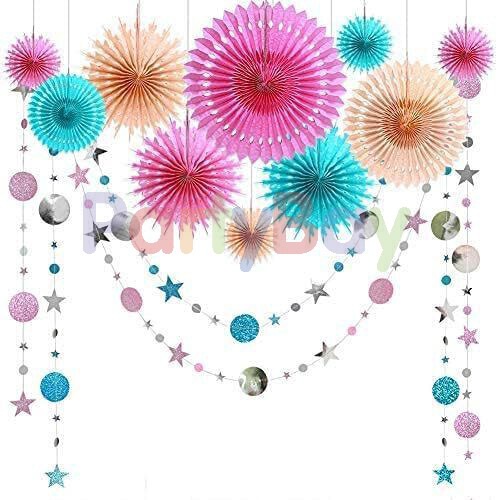 Laipai Blue Pink Pastel Party Decoration Hanging Tissue Fans Garnish Banner Background Birthday Party Laipai Blue Pink Pastel Party Decoration Hanging Tissue Fans Garnish Banner Background Birthday Party