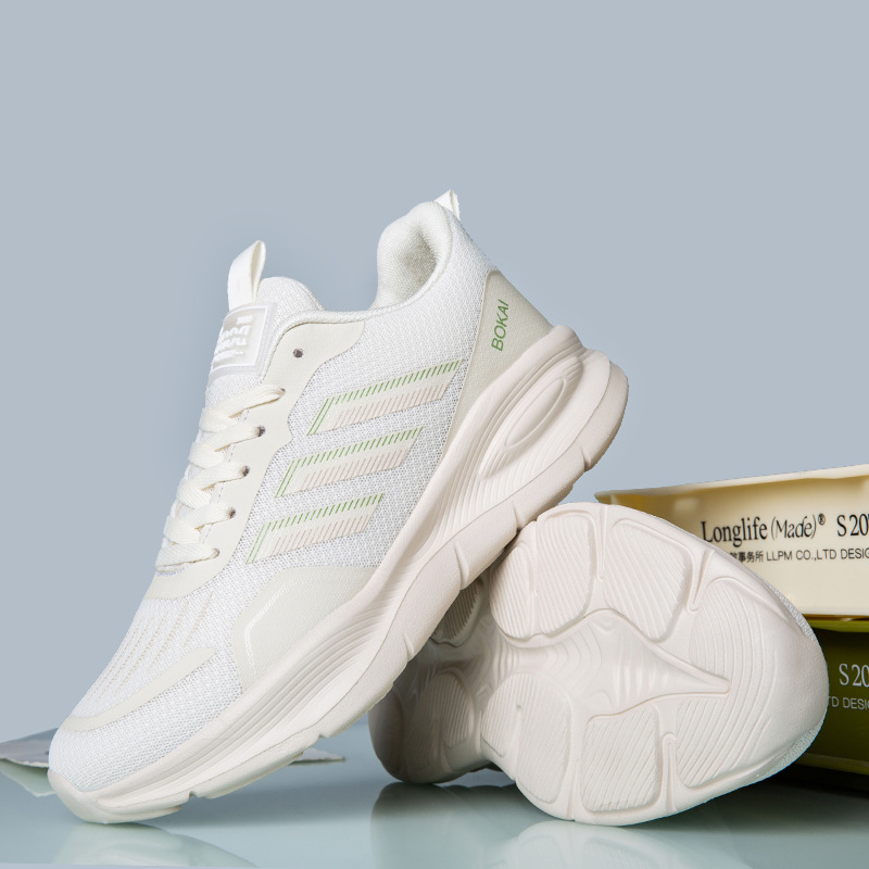 Nuevos zapatos de pareja, zapatos casuales transpirables de malla de suela suave, zapatos blancos, zapatos deportivos ligeros y cómodos para hombres, zapatos para correr para estudiantes