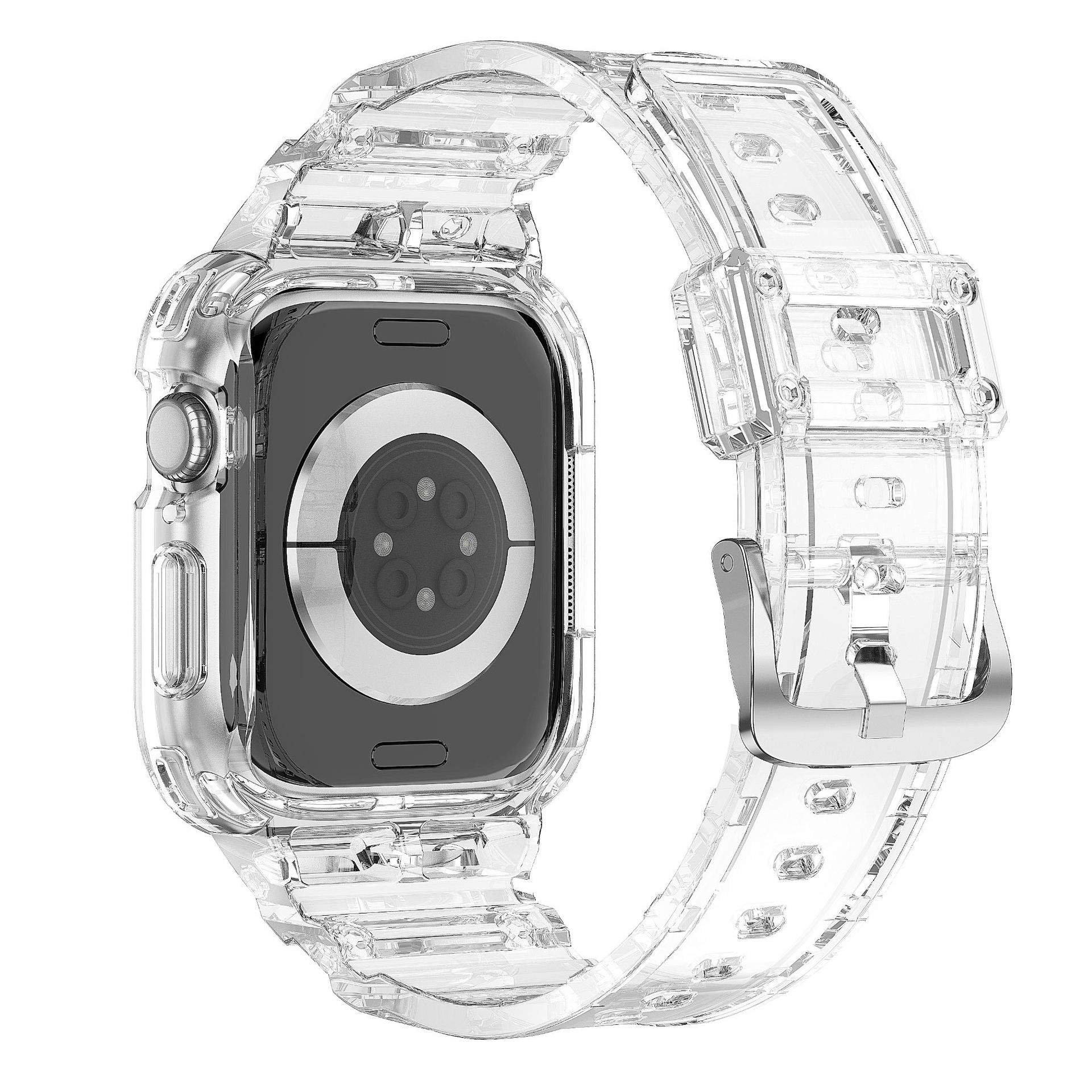 Applicable to the 46mm 10th generation silicone shockproof iwatchS10TPU one-piece strap with transparent glitter undefined