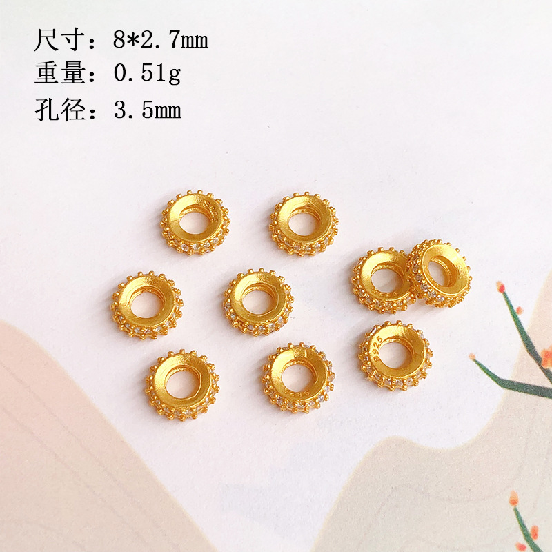 S925 Silver Gold Plated with Diamond Spacer Love Lion Dance Bead Bracelet Accessories Diy Accessories Semi-finished Products