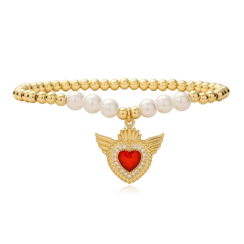 25g Weight Copper Pendant Material Zircon Inlay Material Bracelets Classification Copper Chain Material 1 Piece Quantity Outdoor, Shopping Occasion Copper Material Heart Shape, Wings Pattern Unisex Gender Inlay Design Copper Lady Inlay Heart Shape Wings Zircon Bracelets 10
