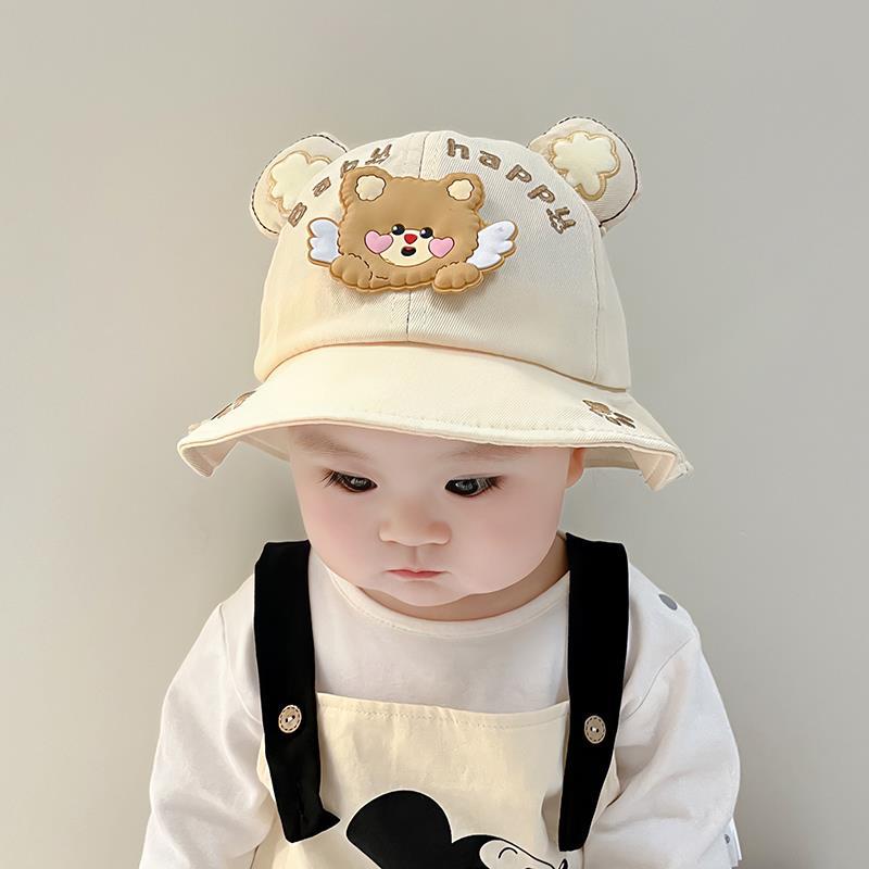 2025 nuevo sombrero de pescador de oso de primavera y otoño lindo niño niña todo fósforo sombra bebé sombrero para el sol estilo fino de verano