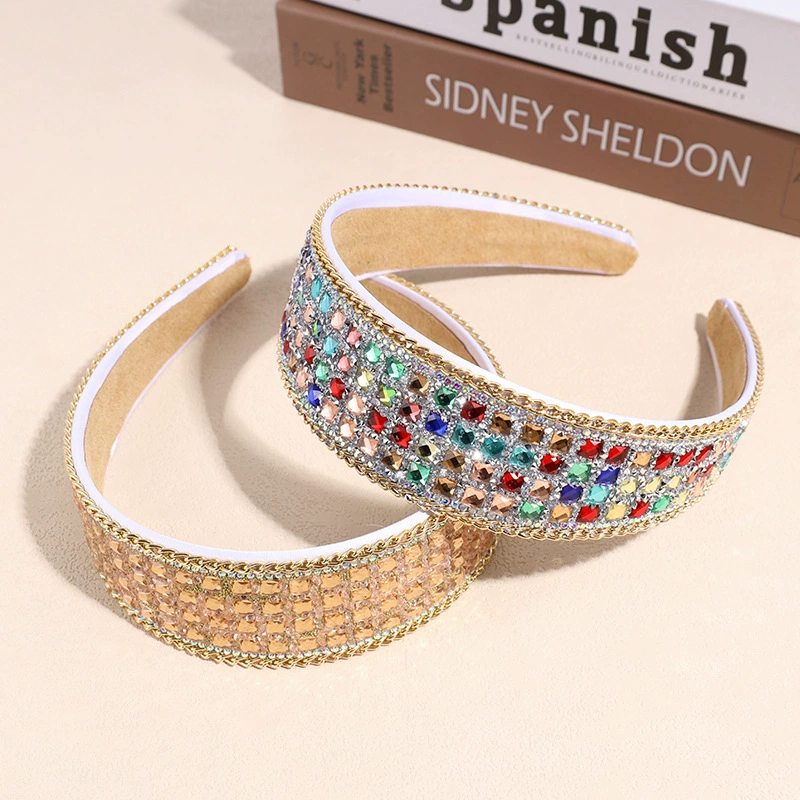 Trend non-slip headband, fashionable hair accessory for face washing, European style, internet celebrity, diamond encrusted