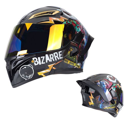 Motorcycle dual lens visor helmet motorcycle full helmet personality large tail wing rider universal helmet for all seasons night vision lens 