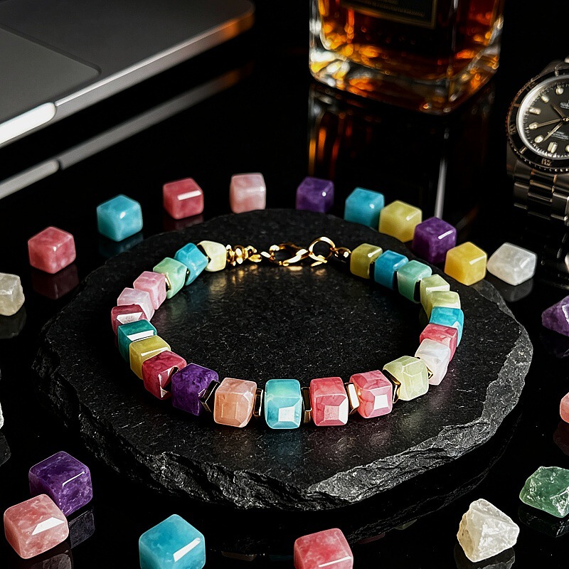Cross-border bestseller Temu Xiyin TK popular natural stone lapis lazuli amethyst square bracelet in stock for wholesale Cross-border bestseller Temu Xiyin TK popular natural stone lapis lazuli amethyst square bracelet in stock for wholesale