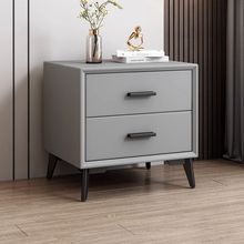 床头柜轻奢简约网红皮质软包款家用卧室整装实木抽屉储物柜子代发