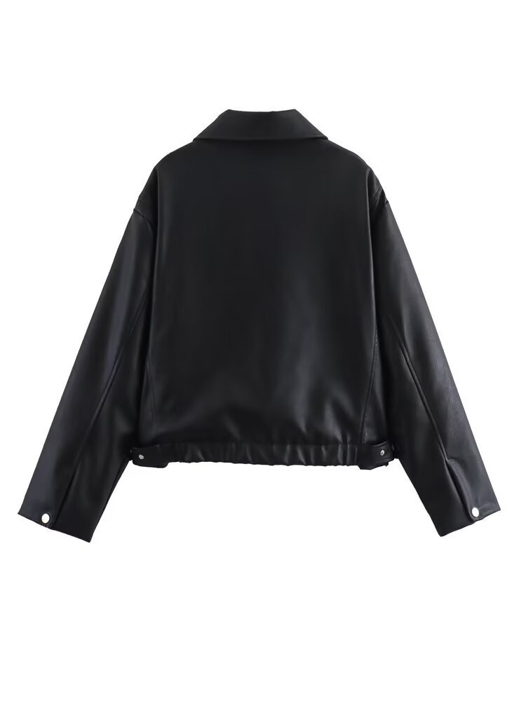 Roupas femininas temperamento moda personalidade internet celebridade estilo jaqueta de couro de duas cores_voghion.com