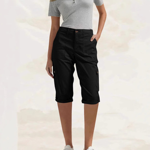 2025 Hot Style Women's New Cargo Pants Solid Color Multi-Pocket 5-Point Casual Pants