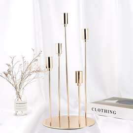 婚庆装饰蜡烛摆件道具铁艺浪漫烛台欧式烛台家居酒柜五头铁艺复古