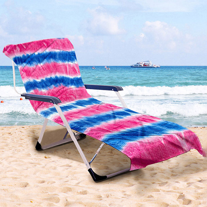 Suministro transfronterizo Amazon Seaside microfibra funda de silla de playa silla reclinable toalla de playa con bolsillo lateral