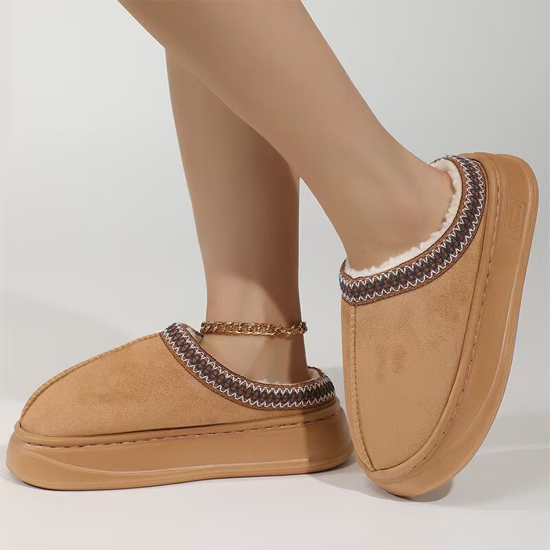 Tasman Bag Mouth Winter Bag Heel Indoor Thick-Soled Home Fleece-Lined Cotton Slippers Women's Outer Wear Autumn and Winter Eva