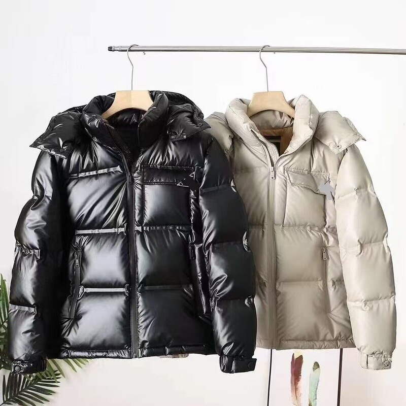 High-quality, in-stock winter P-brand warm hooded down jacket, unisex style, with chest pocket and stand-up collar High-quality, in-stock winter P-brand warm hooded down jacket, unisex style, with chest pocket and stand-up collar