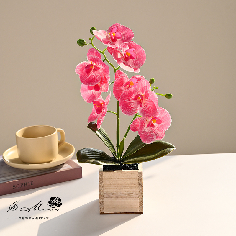 Transfronterizos dos bifurcaciones 8 flores mariposa orquídea imitación flores creativas decoración floral adornos verdes artificiales imitación en maceta image 1