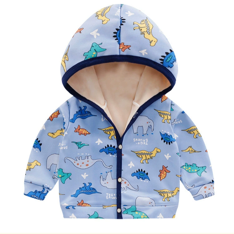 Осенне-зимний детский свитер, утепленная куртка на флисовой подкладке для мальчиков, Детский кардиган, куртка с героями мультфильмов, женская теплая одежда с капюшоном для малышей