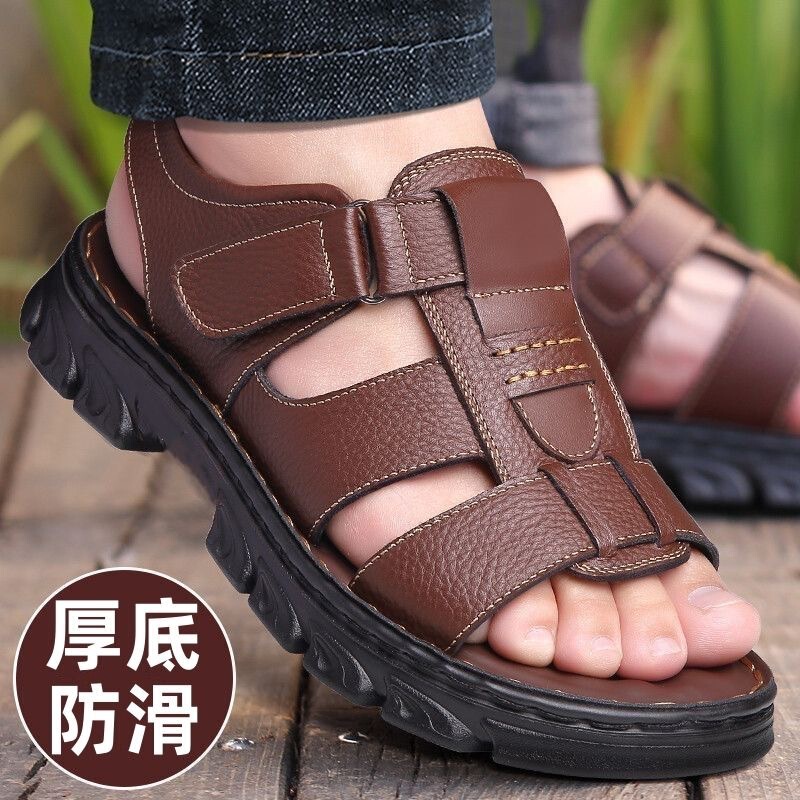 メンズサンダル、屋外用、耐摩耗性、滑り止め、防水ビーチシューズ、通勤用、大きいサイズのサンダル、男性用スリッパ|undefined