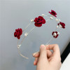 B018-1 Rose flowers inlaid diamond double-layer metal hair hoop Sweet bride head jewelry Oriental pastoral style fine model