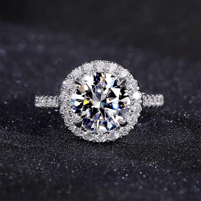 Classic Round Bag Diamond Ring Open Ring Micro-inlay Full Diamond Craft Women's Ring Women's Proposal Wedding Ring Wedding Ring