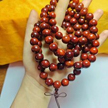 赞比亚小叶紫檀6-12mm血檀108颗原木色高油高密多圈佛珠手串批发