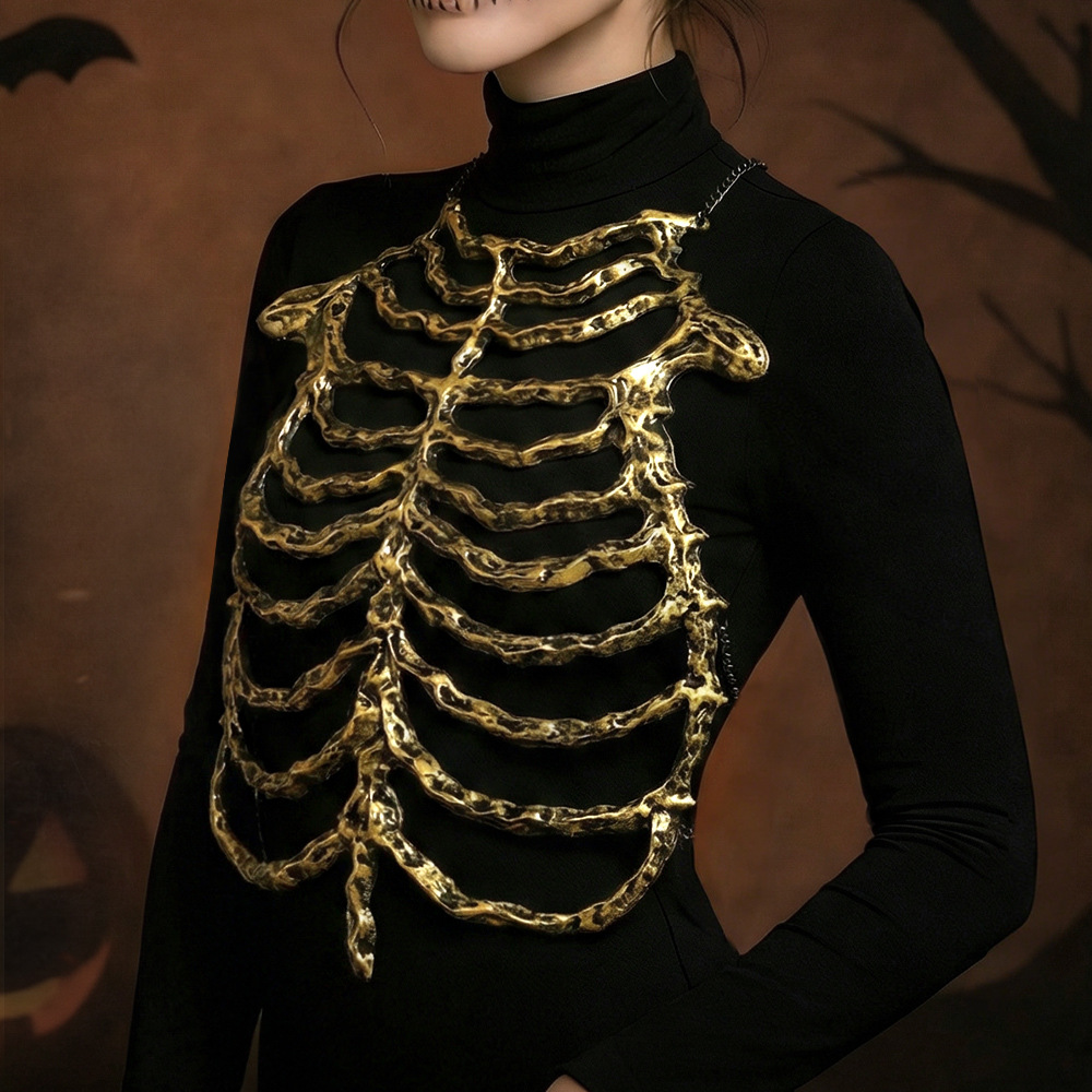 跨境新品万圣节骨骼镂空骨架cosplay骷髅骨架表演派对装扮道具