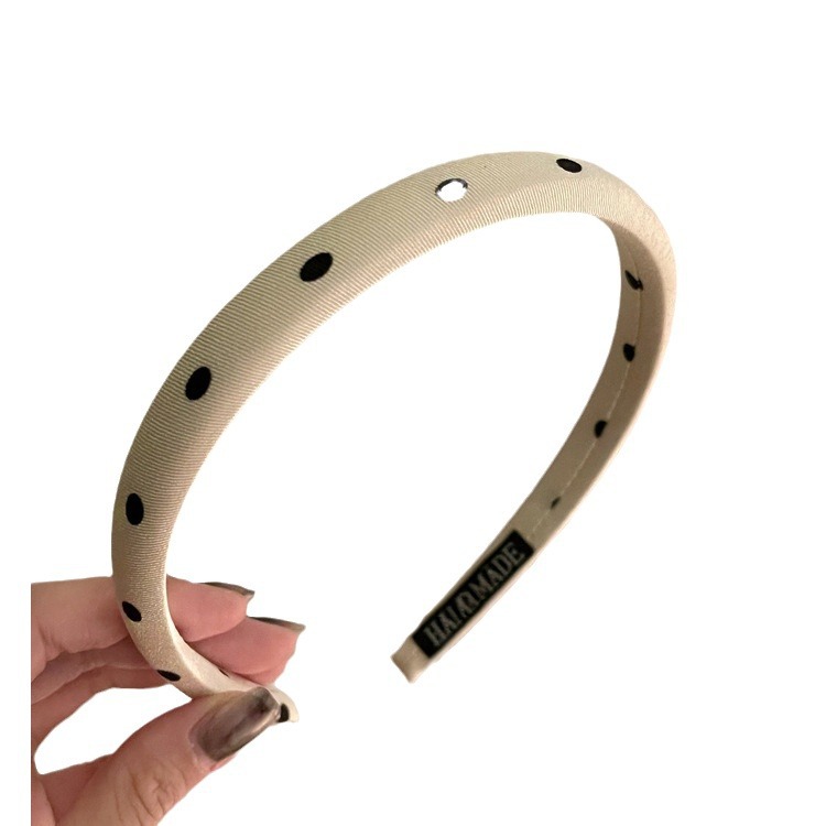 Coreia do Sul Cetim Polka Fino Faixa de Cabelo Tecido Retro Esponja Alta Cranial Top Headband All-match Simples Cartão de Cabelo Headwear Novo Estilo_voghion.com