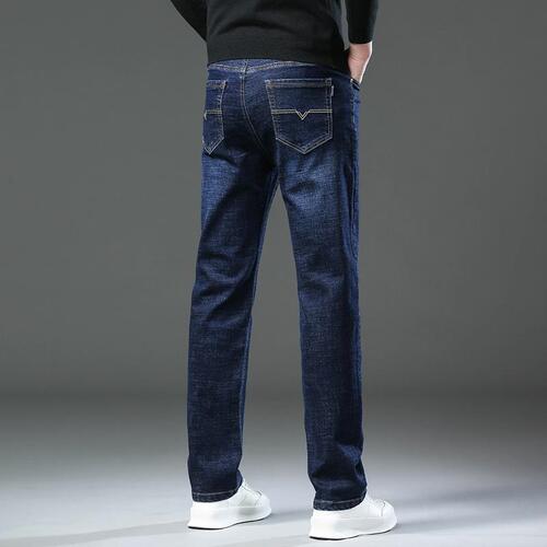 Men's Jeans Direct Sale Factory Wholesale Korean Style Straight Leg Large Size Business Elastic Casual Newtan Denim Pants