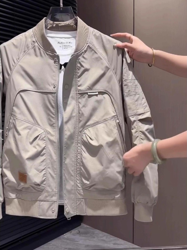 棒球服线条夹克男2025秋季潮牌工装男装美式复古宽松飞行员外套男|undefined