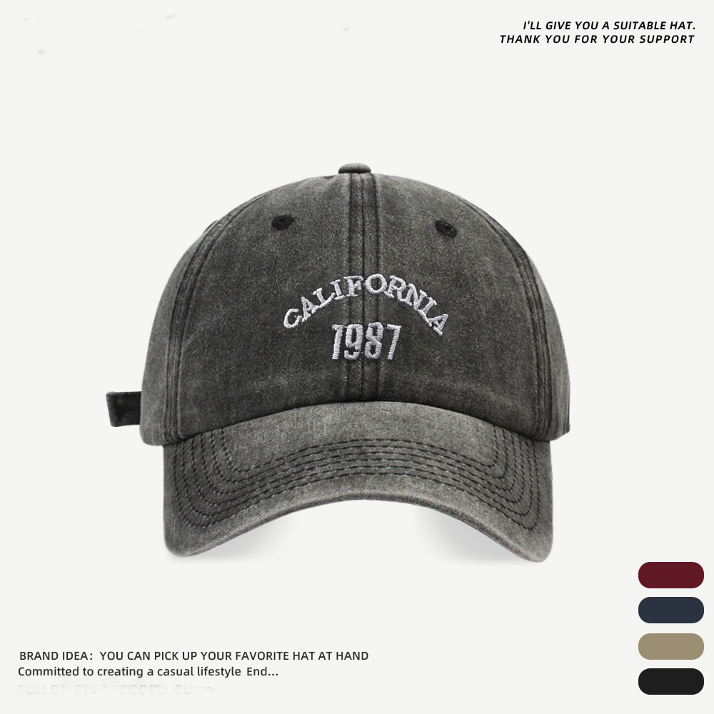 Gorra de béisbol retro de mezclilla gris estilo coreano unisex circunferencia grande