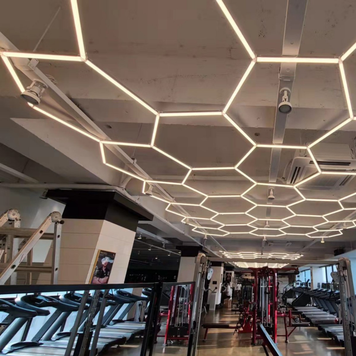 lámpara taza rey led lámpara de barra larga aluminio cuadrado especial parrilla techo luces comerciales gimnasio lámpara de oficina