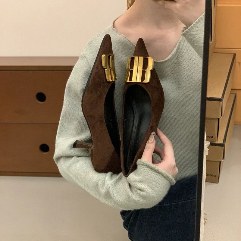 Thin-Heeled Spring 2026 Dopamine Fashion Stackable Women's Pointed-Toe Shallow Retro Elegant High-Heeled Shoes New Style Thin-Heeled Spring 2026 Dopamine Fashion Stackable Women's Pointed-Toe Shallow Retro Elegant High-Heeled Shoes New Style