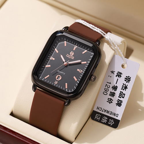 Leisure high-end calendar watch business square temperament simple student lightweight niche quartz watch