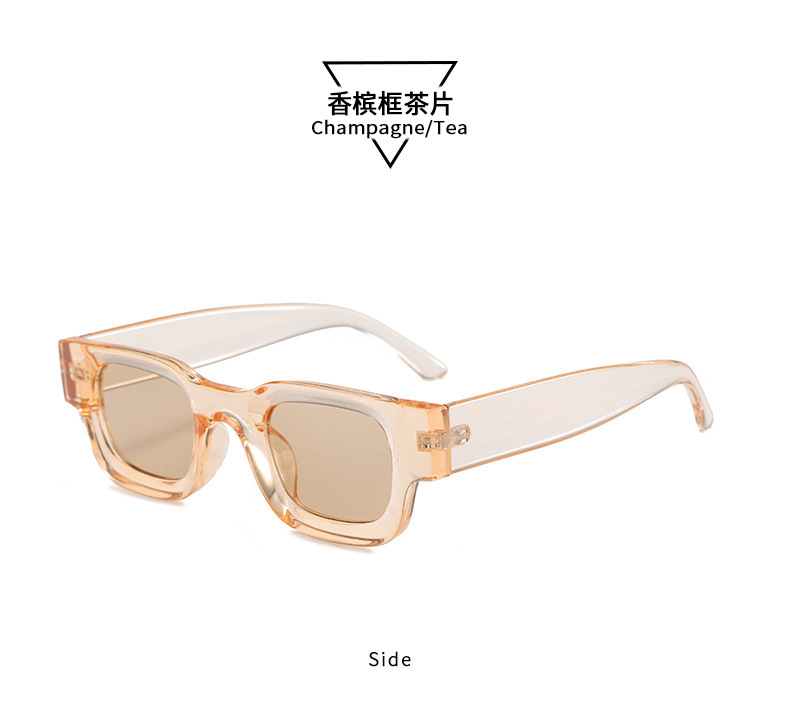Nuevas gafas de moda de montura cuadrada pequeña retro transfronterizas, personalidad de hip-hop europea y americana, gafas de sol de protección solar de tiro callejero Sunglasses