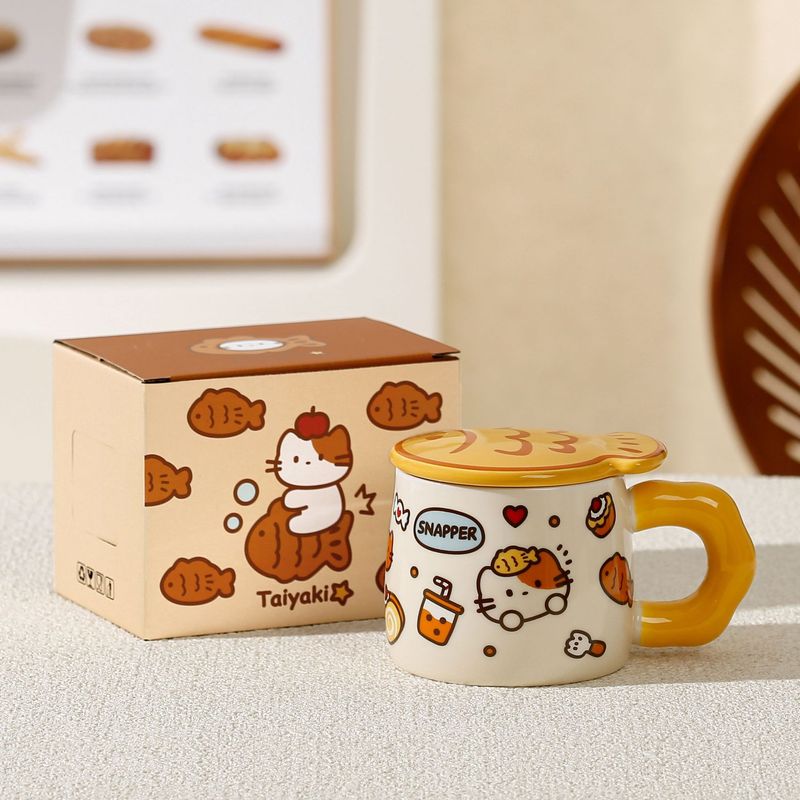 可爱鲷鱼烧小猫咪陶瓷杯子家用卡通马克杯创意伴手礼水杯女生生日|undefined