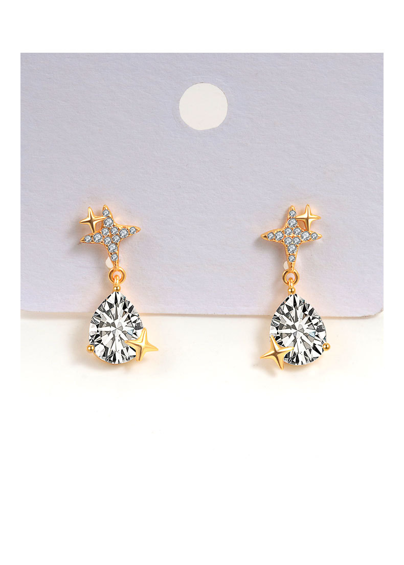 Plating Design 1 Pair 18K Gold Plated 925 Sterling Silver 925 Sterling Silver Earrings Heart Shape Drop Earrings