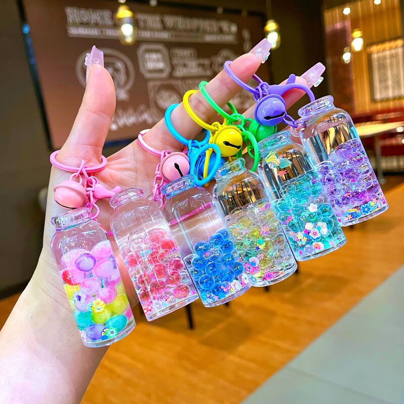 Creative Drifting Bottle Luminous Bubble Beads Sand High Bottle Keychain Pendant Doll Small Gift Couple Backpack Hanging Decoration