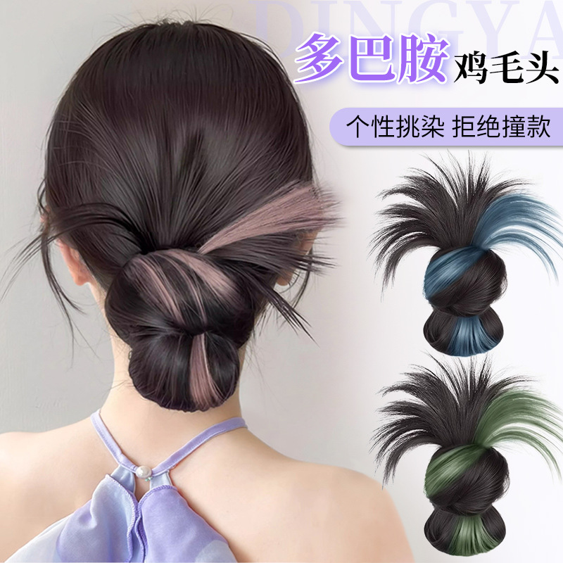 Moño Postizo con Mechas y Pinza de Garra de Fibra de Alta Temperatura para Mujeres