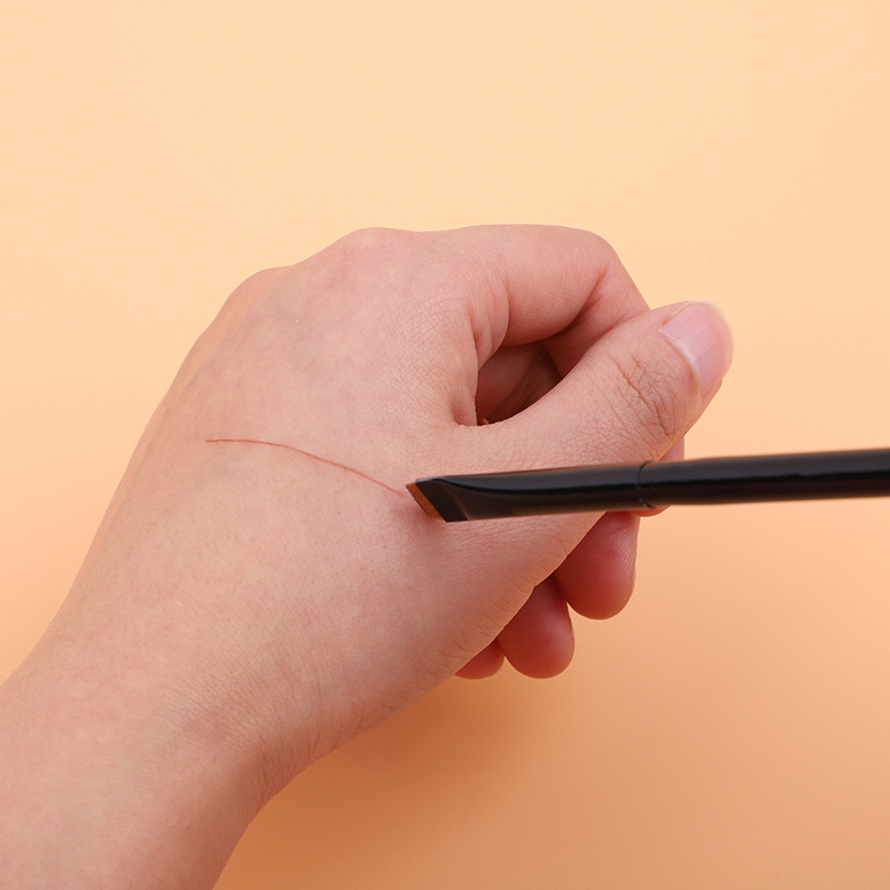 Hoja de pelo de cola de lobo amarillo cabeza plana cepillo delineador de ojos cepillo de cejas tamaño hoja mm grado sombra de ojos cepillo de maquillaje de pelo de animales cepillo