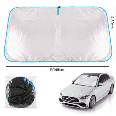 Sun shade Front Windshield, Sun Protection and - titanium-silver-single-layer-front-guard-blue-edge