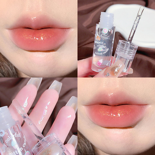 Cappuvini Marshmallow Lip Oil Lip Gloss Moisturizing Water Glossy Mirror Fine Sparkling Transparent Glass Lip Glaze