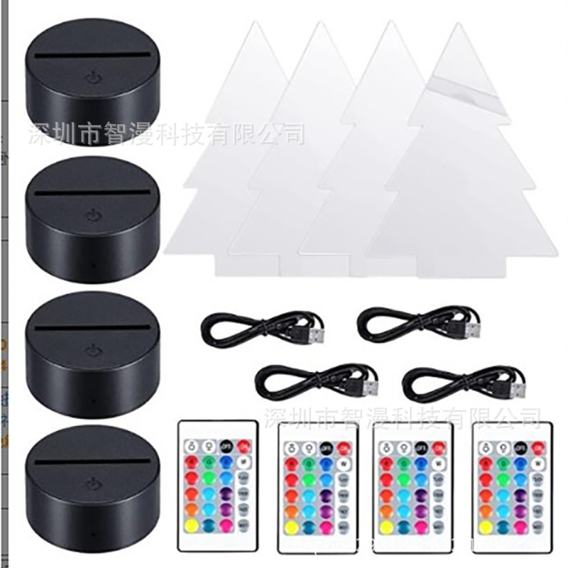 Transfronterizo nuevo exótico 3D luz de la noche del USB Touch Control remoto colorido luz de la noche tablero de luz de acrílico y base separada