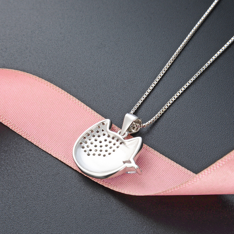 925 plata esterlina collar gatito diseño de dibujos animados mujer sensación de goteo de aceite animal colgante de piedra Amazon accesorios transfronterizos