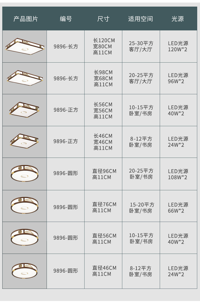 新中式吸顶灯实木客厅灯简约现代中式灯具中国风仿餐厅卧室灯9896详情11