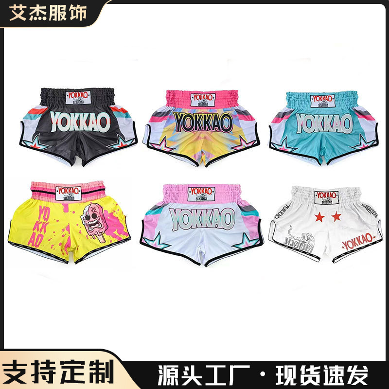 Yokkao Muay Thai Shorts Free Combat Training Pants Mma Sports Fitness Boxing Martial Arts Cross-Border Short Style