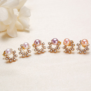 Pearl earrings wholesale earrings female temperament earrings sense of fresh water pearl jewelry double c earrings cute