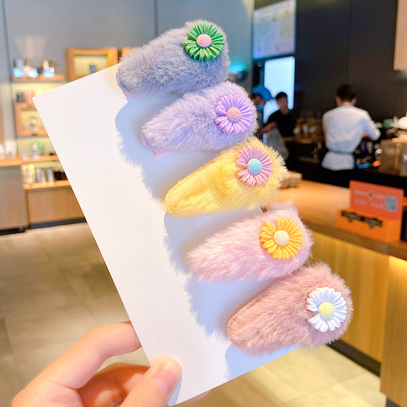 Otoño e Invierno de los niños de felpa horquilla accesorios para el cabello clip de bebé pelo roto BB clip lindo lana horquilla niña princesa accesorios para el cabello