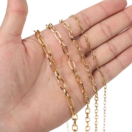 Vacuum electroplating 18k gold stainless steel square wire O-shaped chain diy bracelet necklace material jewelry loose chain accessories