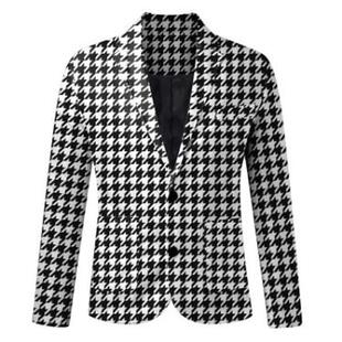 J 27900 Men's Plaid Print Suit ��yӡ������ ���R�d�羳�W��