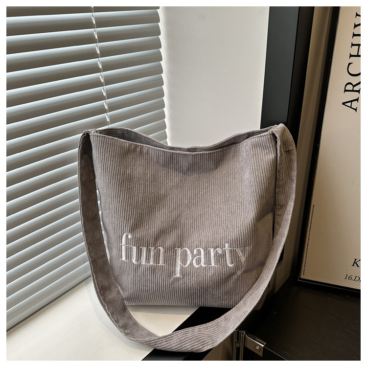 Simple hand-held corduroy large-capacity daily casual work single-shoulder bag, niche tote bag, fashionable canvas bag undefined