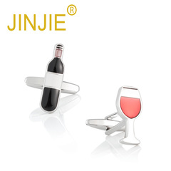 High-end epoxy enamel wine glass metal cufflinks, wholesale French-style cufflinks for men, foreign trade Cufflinks